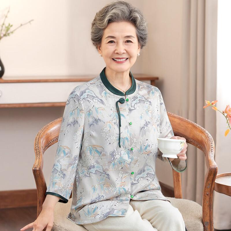 

Yu Zhaolin New Chinese Style 3/4 Sleeve Loose Summer Blouse for Elderly 4XL
