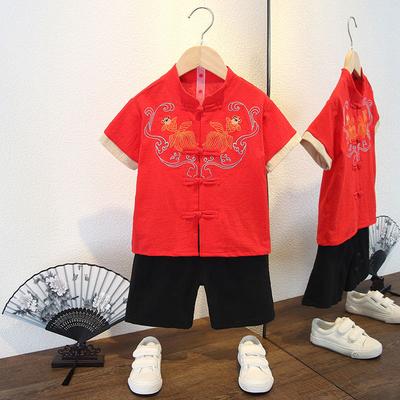 Hanfu Boys Summer Chinese Style Boys Ancient Baby Tang Suit Suit Children's Nationalism Performance Clothes Short-sleeved
