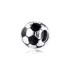 925 Sterling Silver Black Enamel Soccer Ball Charms Fits Original Europe Bracelets Metal Beads DIY Jewelry