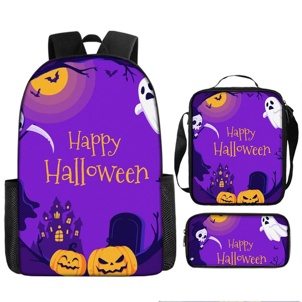 School Bag New Christmas Halloween Cartoon Animation Children Boys and Students Lightweight Burden Reduction Large Capacity Backpack