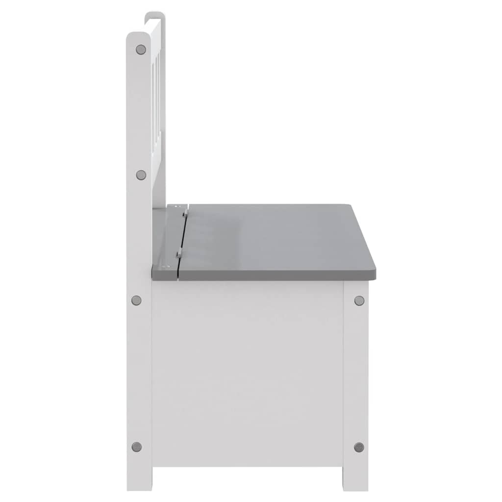 Kids Bench with Storage Space White and Grey 60 x 30 x 55 cm MDF