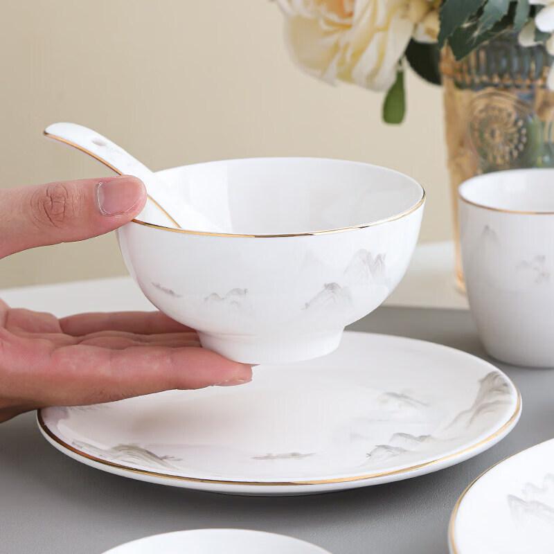 Nowy Chiński Styl Złocony Ceramiczny Zestaw Jadalny