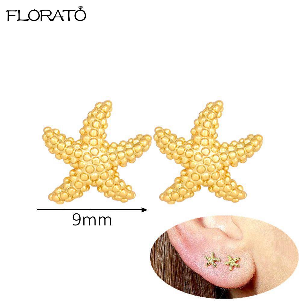 

925 Sterling Silver Needle Fine Starfish Pendant Earrings Beach Fashion 24K Gold Earrings for Women High Quality Jewelry Gifts