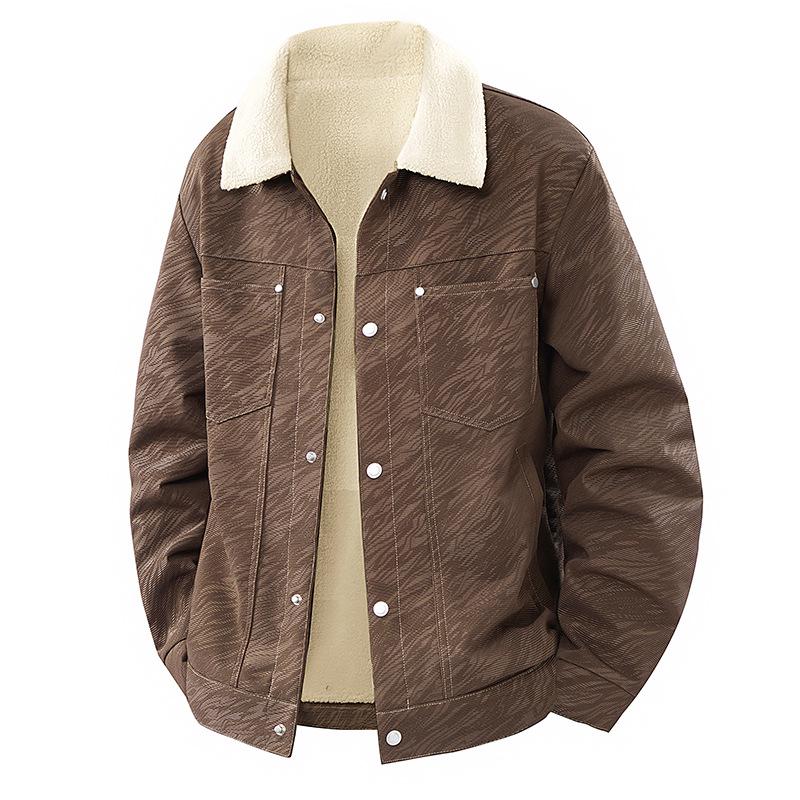 

OLA Men s Fleece-Lined Windproof Jacket - Warm, Wear-Resistant, Trendy & Versatile Outerwear for Autumn/Winter. 4XL (suggested 85-95kg)