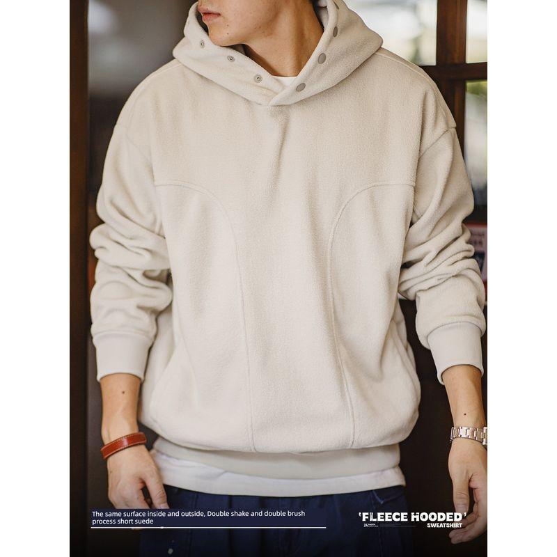 Madden Parka American Casual Double-Sided Polar Fleece Hooded Sweatshirt Fleece-lined Thermal Head Cover Hoodie Coat Men's Autumn