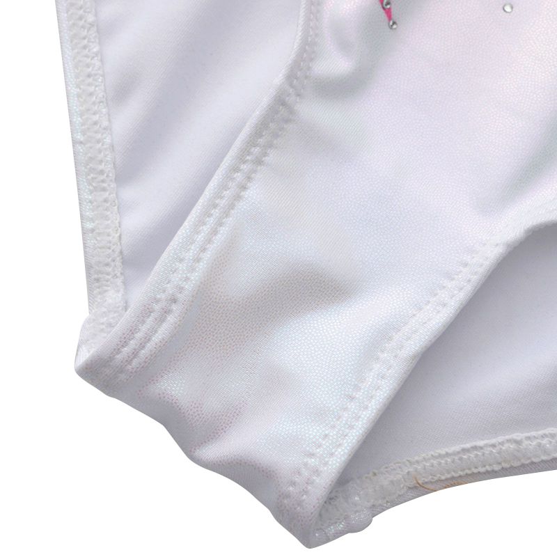 5-12 Years Kids Girls Gymnastics Uniforms Set Triangle Bodysuit Shorts and Hair Tie Performance Dancewear