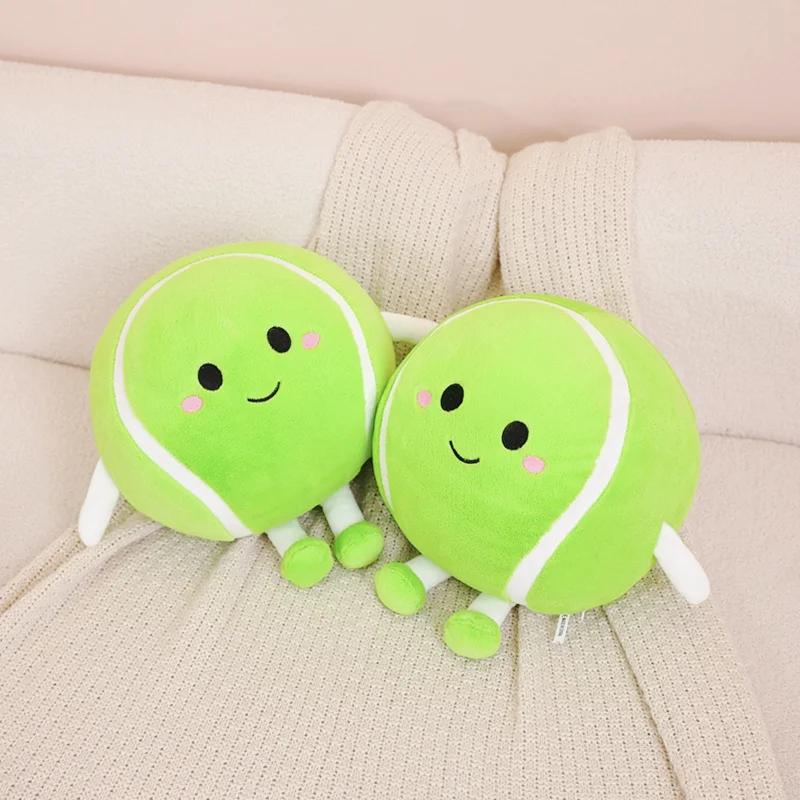 Simulation Green Tennis Ball Plush Toy Ball with Hands Feet Props Pillow Accompany Kids Soft Gifts for Girls Boy Room Decor