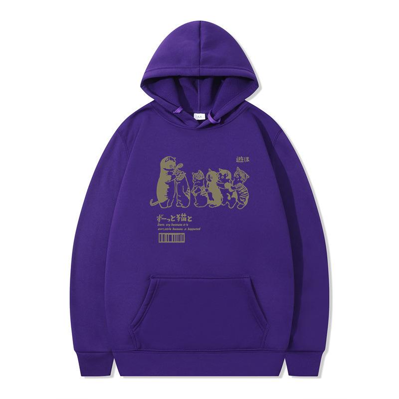 Autumn and Winter Hip Hop Cat Shower Street Printed Sweater Men