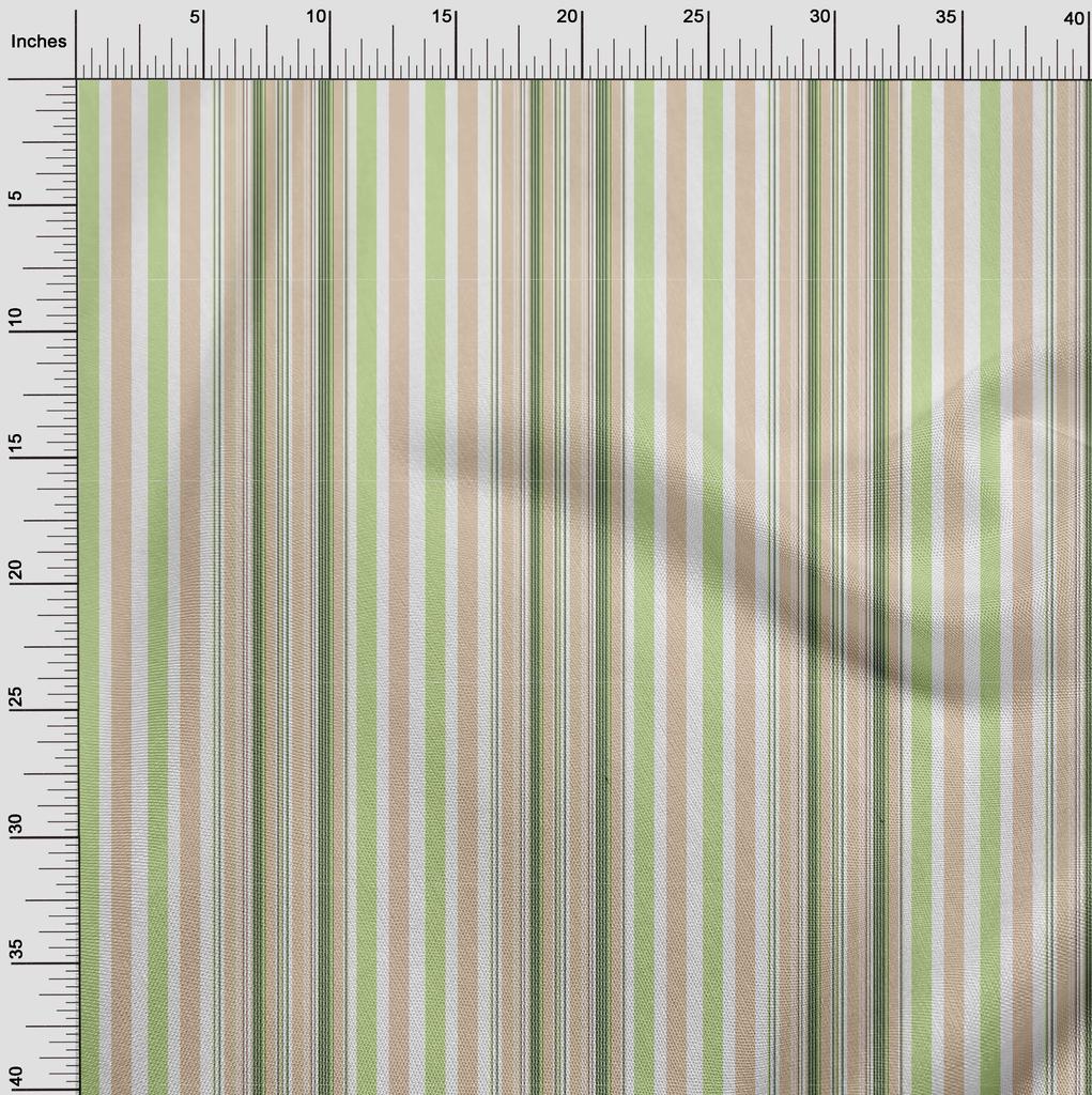 oneOone Cotton Flex Beige Fabric Stripes Dress Material Fabric Print Fabric By The Yard 40 Inch