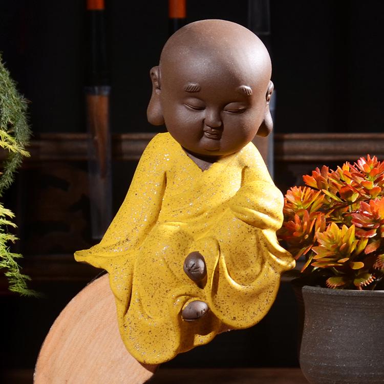 Zen Novice Monk Zisha Ceramic Figurine - Creative Home Tea Pet Ornament