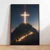 Modern Christian Cross On The Top Of The Mountain Wall Art Canvas Painting Jesus Believers Posters For Room Home Church Decor