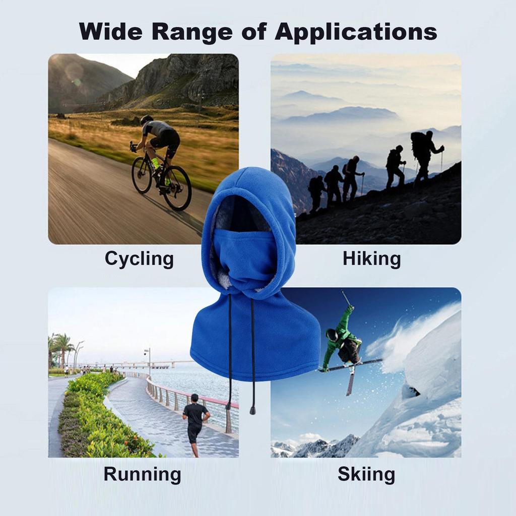 Cycling Face Cover Fleece Hat With Drawstring Thickened Thermal Neck Hood Hat For Women Runners Cyclists Camping Cycling