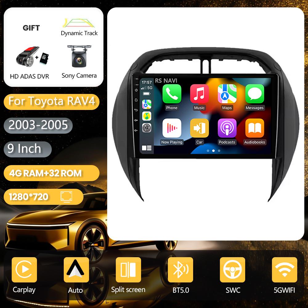 Android 16 Plug and Play Car Radio for Toyota RAV4 RAV 4 2003 - 2005, Carplay Screen, DAB+ Multimedia Player, 2K Car Radio, GPS