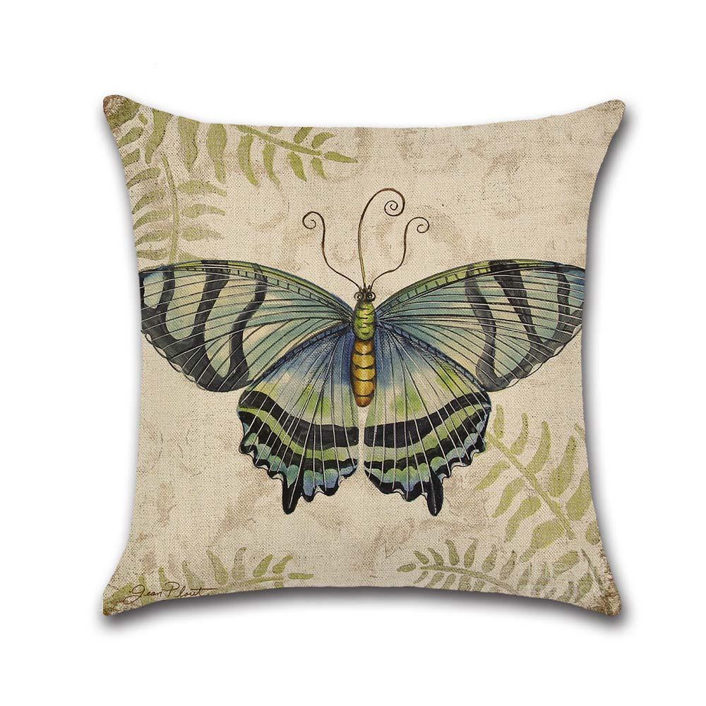 Cute Butterfly Pattern Pillow Case Beautiful Butterfly Cotton Linen Pillow Case Decorative Pillowcases Kussensloop Almohada