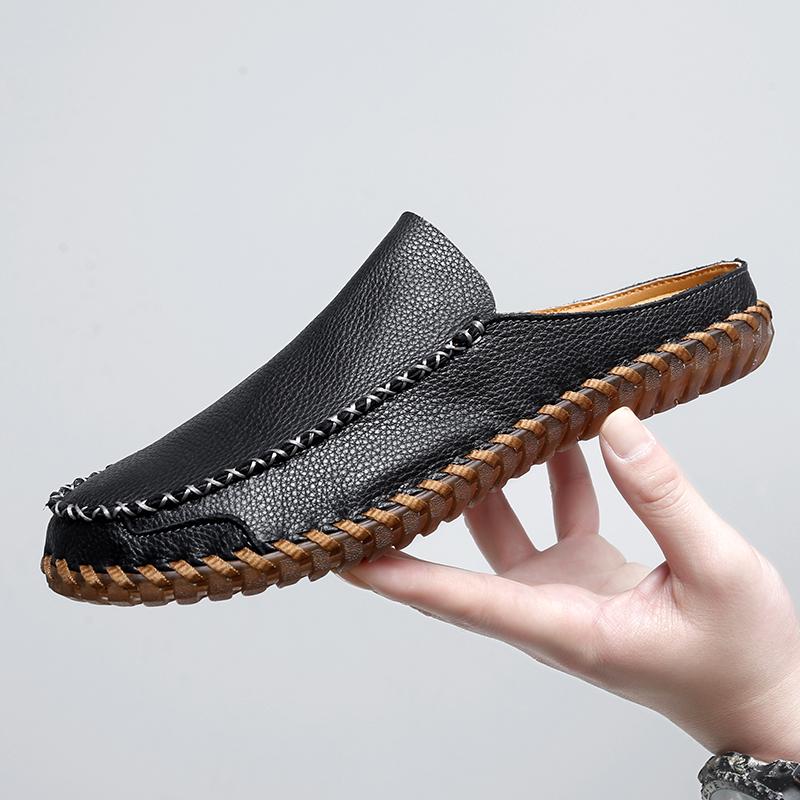 

Мужские летние сандалии из натуральной кожи большого размера, ручной работы, с обертывающимися ремешками, шлепанцы, полуботинки-лоферы, повседневная уличная обувь 38