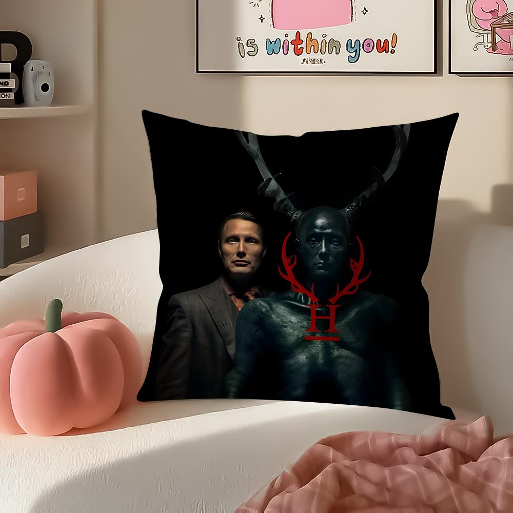 Dark Elegant TV Series HHannibal Cushion Cover Pillowcase Short Plush Invisible zipper Room Sofa Cushion Cover