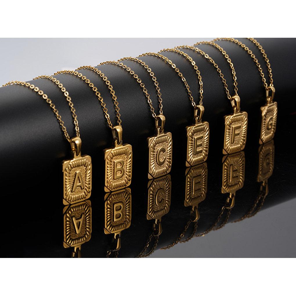 22 Monagram Hexagon A-Z Gold Filled Initial Letter Pendant Necklace Chain Unisex