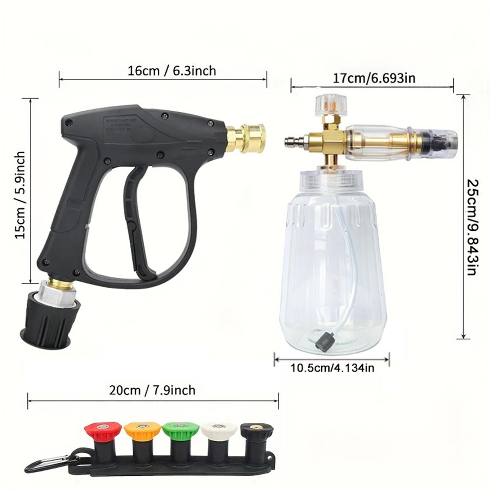 Professional High Pressure Washer Gun + Aluminum Alloy Foam Lance Kit, Leak-Free Bosch Adapter for Pressure Washers