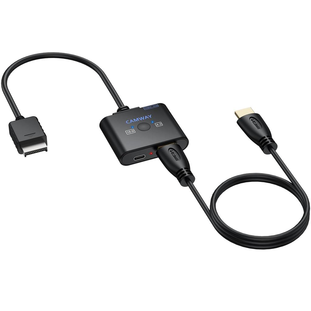 CAMWAY PS2 to HDMI Converter, 1080P, with 4:3/16:9 Aspect Ratio Switching, RGB/YPbPr Signal Switching, PlayStation Signal Converter, HDMI Converter Ca
