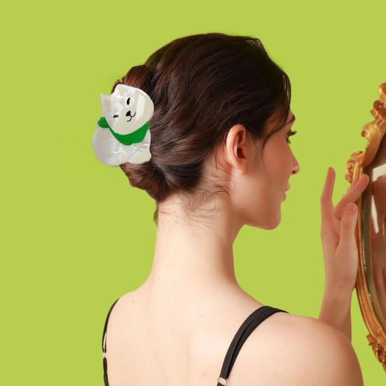Women Hair Clip Cartoon Cat Dog Shape Hair Claw Anti-slip Teeth Large Size Back Head Shark Hair Claw Hair Accessories
