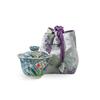 Guochao Hand-Painted Orchid Cover Bowl Two Cup Set Portable Cloth Bag Outdoor Tea Drinking High Value Light Luxury Travel Tea Set