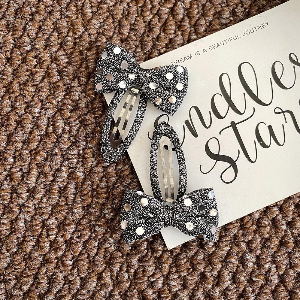 Silver-Gray Sequin Bow Hair Clip for Kids
