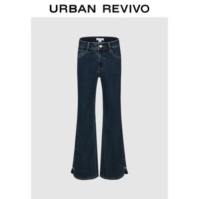 UR Women's Retro High-Waist Flared Bow-Knot Jeans