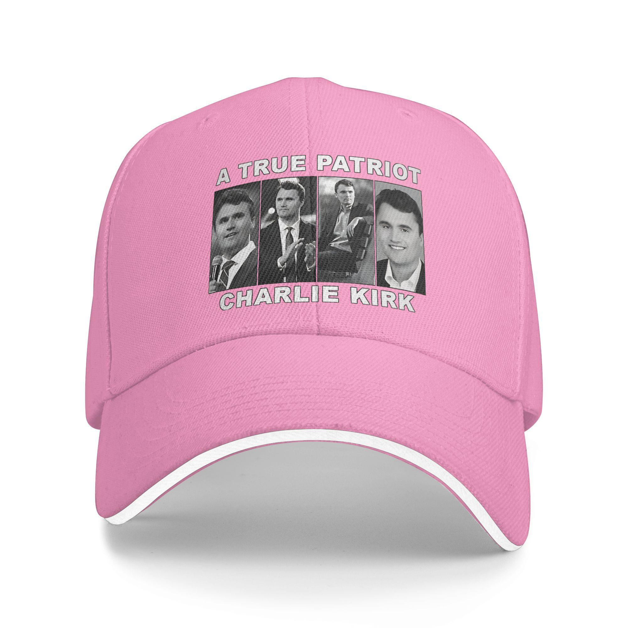 Justice Pour Charlie Kirk Chapeau Sandwich Unisexe , Casquette Ajustée Casquettes Solaires Réglable Polyester Casquette de Baseball Été One Size pink