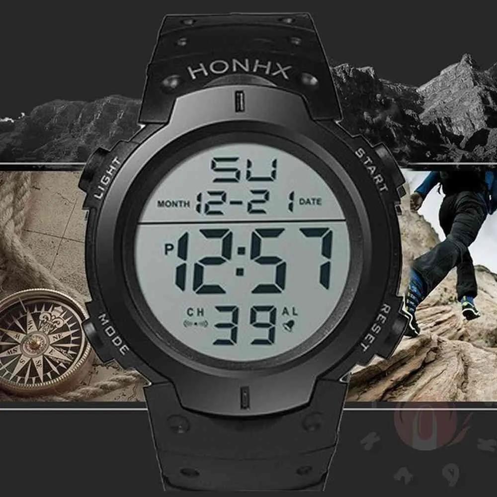 Saman Outdoor Wristwatch Digital Alarm Clock Watch Strap Waterproof Wristwatch black