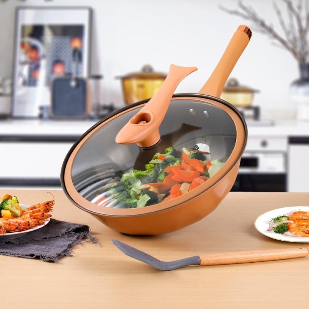 32cm Mikrodruck Dampfgarer Wok mit Deckel Gasherd Topf Dämpfen Bratpfanne Suppentopf Kochwerkzeuge