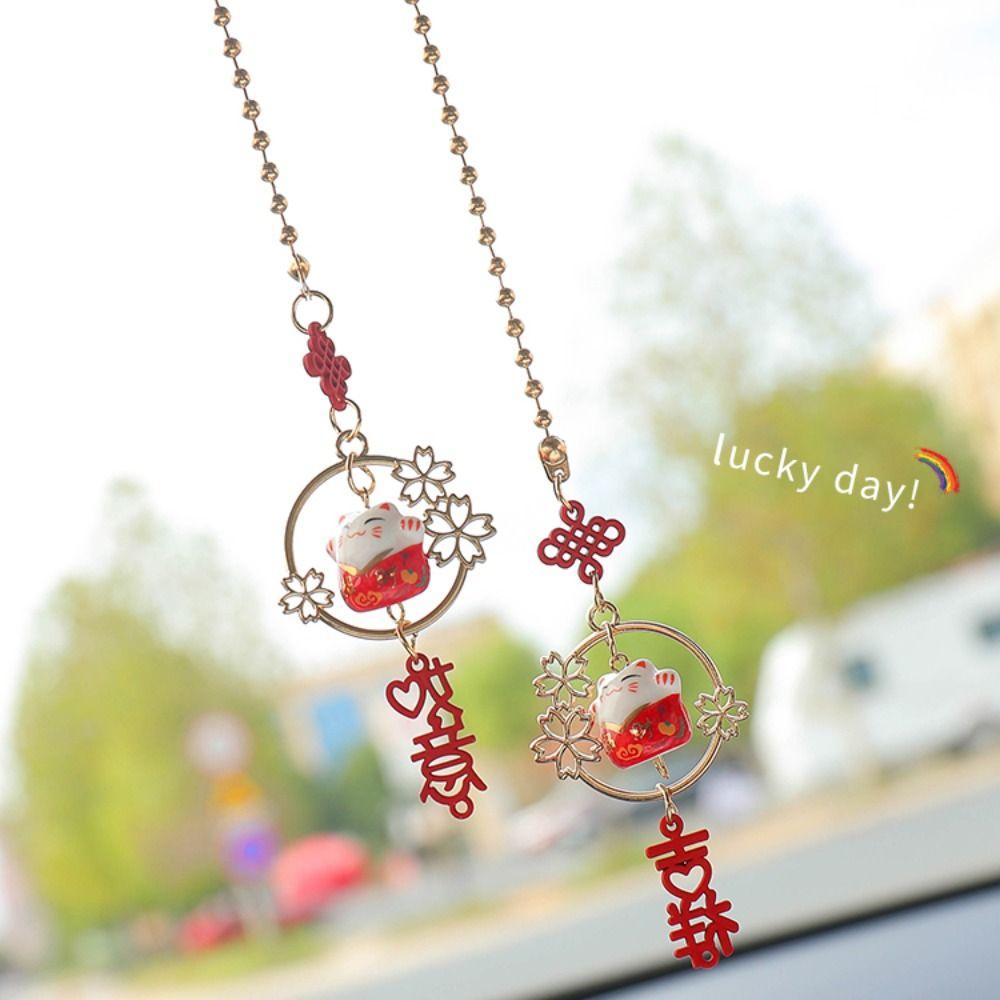 DIY Trinkets Lucky Cat Pendants Room Decoration Auto Rearview Mirror Pendant Car Hanging Pendants