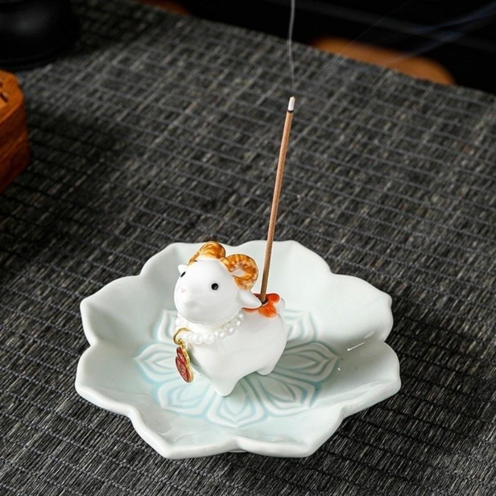 Home Decor Zodiac Sheep Incense Holder Lamb Bunny Desk Ornaments Incense Stick Burner Desktop