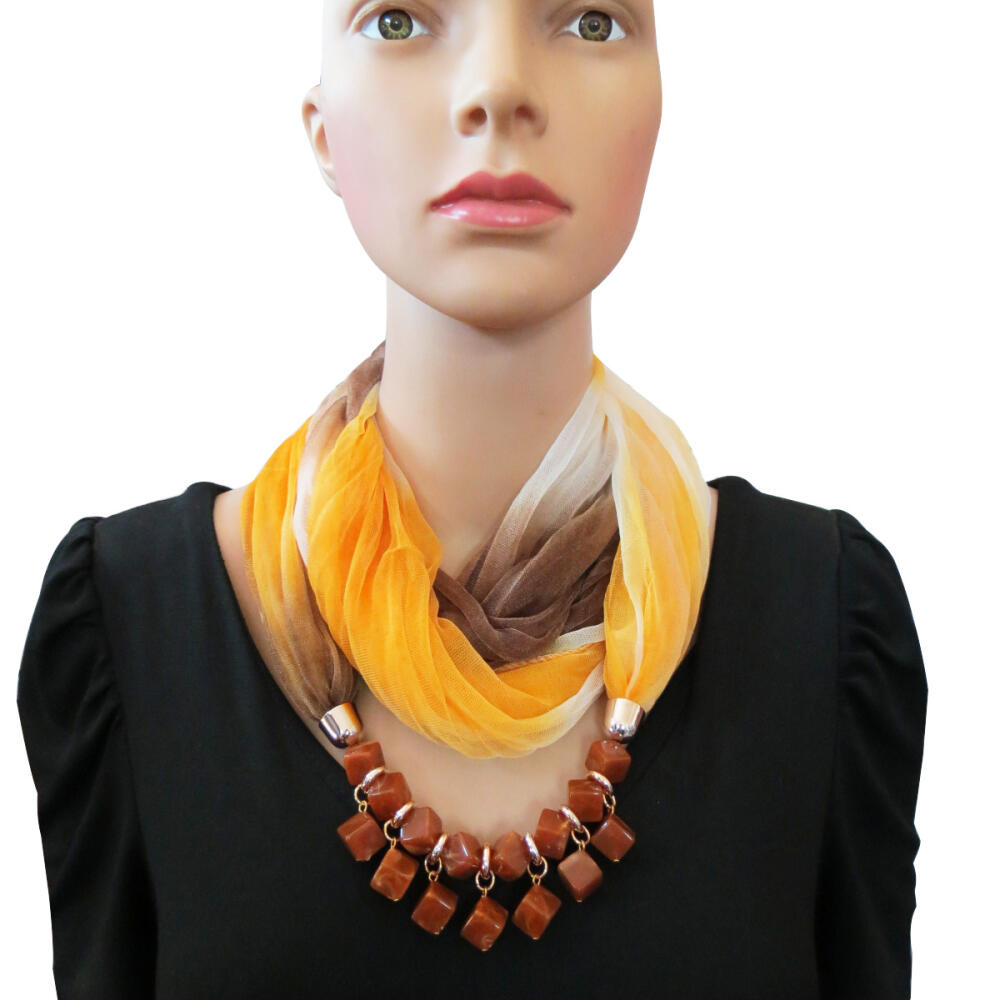 Summer Sunscreen Scarf Gradient Silk Scarf Scarf Resin Necklace Pendant Women's Jewelry Scarf