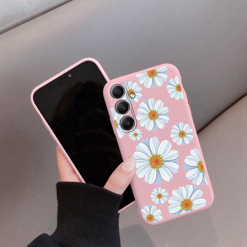 

Мягкий силиконовый чехол с цветочным узором для Samsung M35 A55 Xiaomi Redmi Note Poco C65 iPhone 15 Huawei Honor Realme Camera Защитный противоударный чехол Xiaomi 11 Lite 5G NE розовый