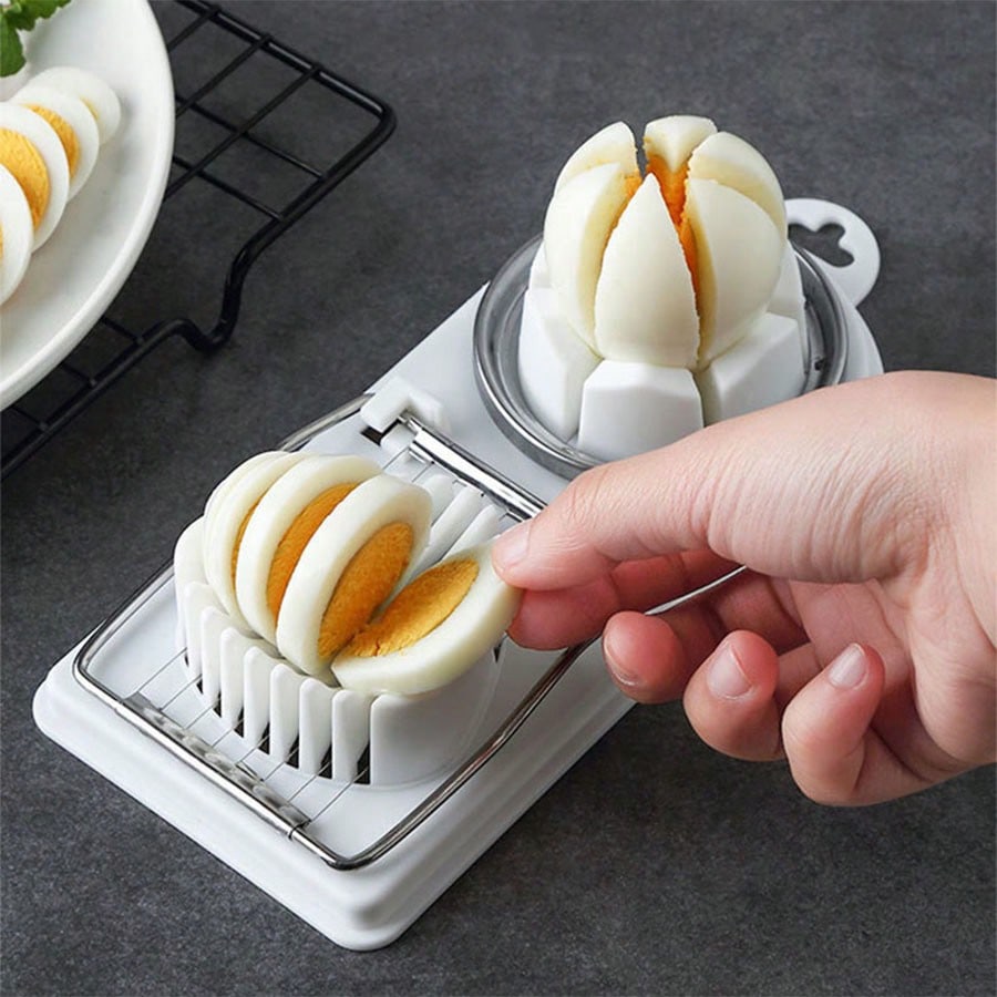 

1 шт. Бытовой многофункциональный яйцерез, яйцерезка для яиц, сваренных вкрутую, 2 в 1 измельчитель яиц/разделитель/нарезчик кубиками/резка, кухонные гаджеты White
