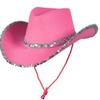 Solid Color Western Cowboy Hat Furry Trim Sequin Cowgirl Hat Top Hat  Cowgirl Party Decorations