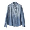 Spring/Summer Elegant Chinese Tencel Denim Shirt for Women