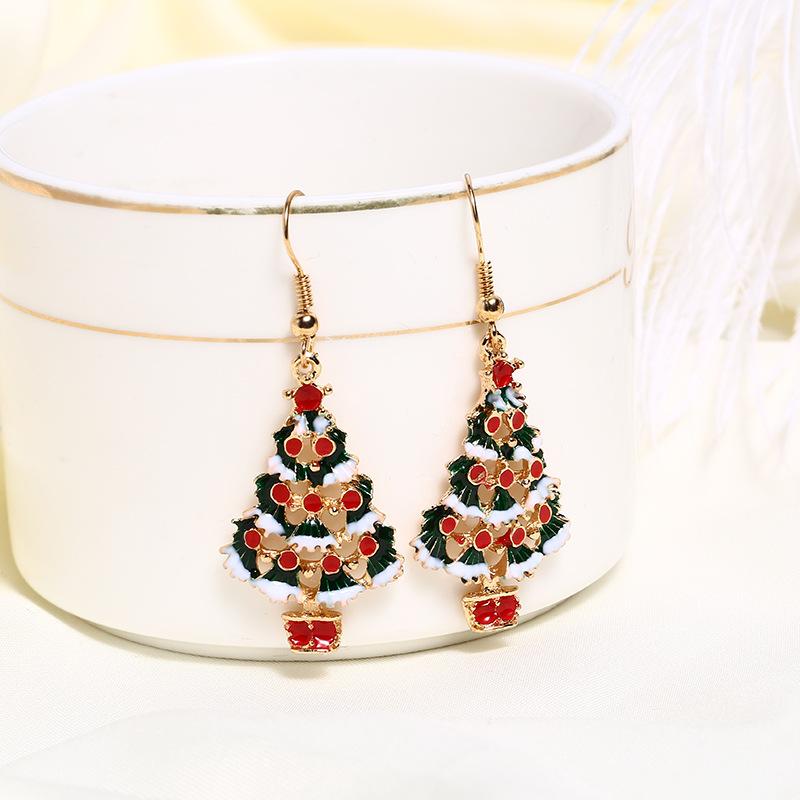 Earrings Christmas Holiday Series Ornaments Christmas Tree Earrings Earrings 1CM*3CM