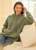 Autumn Winter Fashion Textured Jacquard Long Sleeve Hoodie for Women