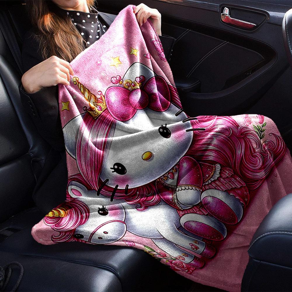 1pc Hello Kitty unicorn blanket Lightweight Flannel Throw for Sofa Bed Travel Camping Livingroom Office Couch Chair