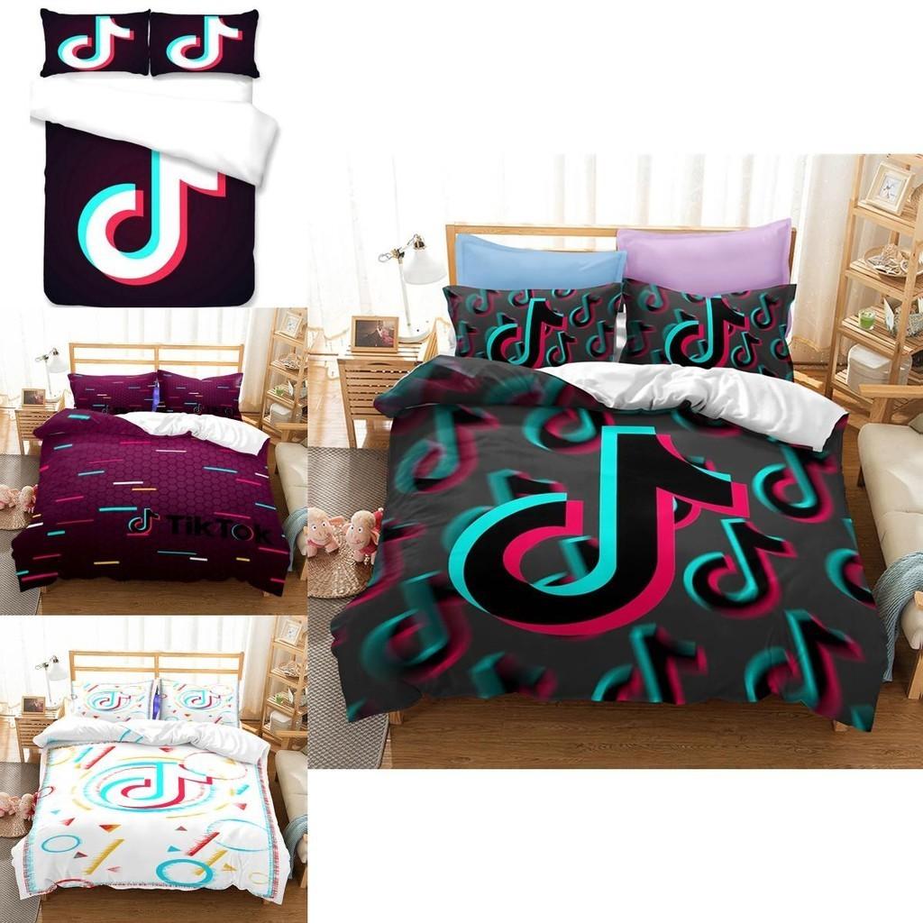 Chic Tiktok Pattern Bedding Set With Soft Duvet Cover And Pillowcase Options