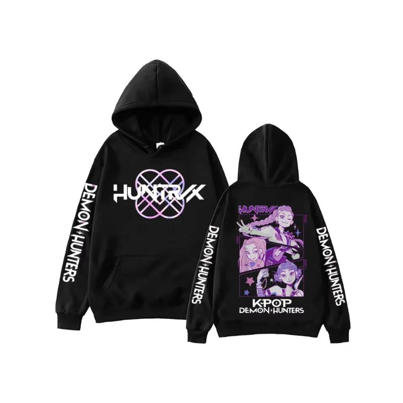 

Худи с графикой «Охотники на демонов K-pop Харадзюку» с принтом Мира Руми Зои Хантрикс, пуловер с капюшоном, мужской, женский, подарок для фанатов, повседневная толстовка 160