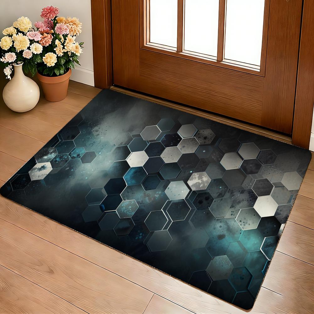 

Abstract Hexagon Pattern Floor Mat Cozy Flannel Soft Thick Non-Slip Mat For Living Room Bedroom Kitchen Decor Rugs 40x60cm