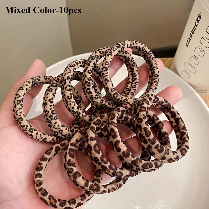 

10pcs Leopard Print Seamless Hair Ties High Elasticity Hair Elastics No-Damage Ponytail Holders Hair Accessories for Women