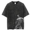 Eren Jager Attack on Titan Summer Streetwear Washed T-Shirt Anime Graphic Print TShirt Men Harajuku Cotton Oversize Vintage Tee