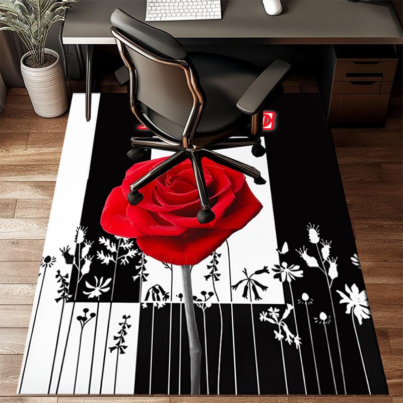 1PC Custom Name Rose Floral Art Theme Floor Mat Ideal for Living Room, Game Rooms, Office, Bedroom,Floor Mat Playful Design