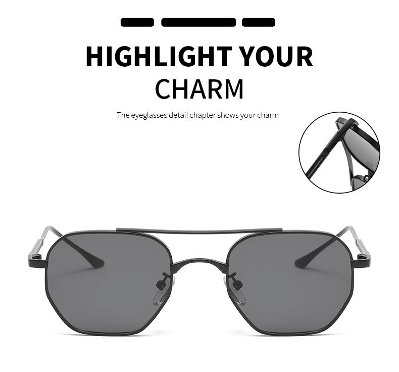 New Fashion Double Bridge Metal Frame Sun Glasses  Driving Sunglasses Male Vintage Black Pilot Eyeglasses UV400 Female