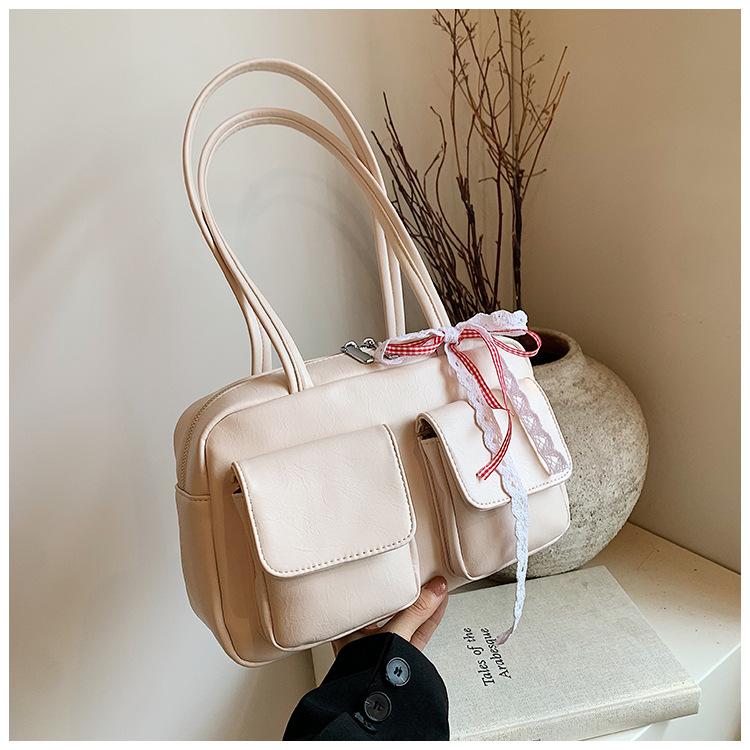 

Premium bag 2025 new autumn versatile exquisite underarm bag women s fashion bowling bag casual shoulder bag 30*8.5*18 белый