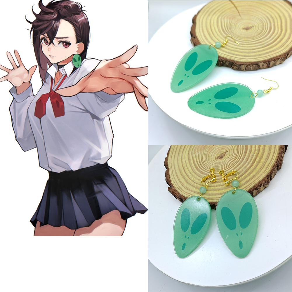 Ayase Momo Anime DAN DA DAN Cosplay Niebieskie Długie Kolczyki Klips Kobieta Dziewczyna Zestaw Impreza Halloween Pokaz Zabawa Akcesoria
