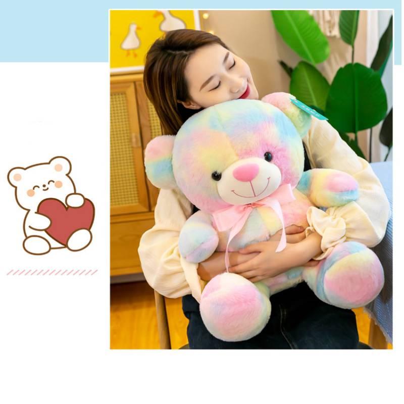 Rainbow Bear Plush Toy With Soft Cotton Material For Kids And Birthday Gift